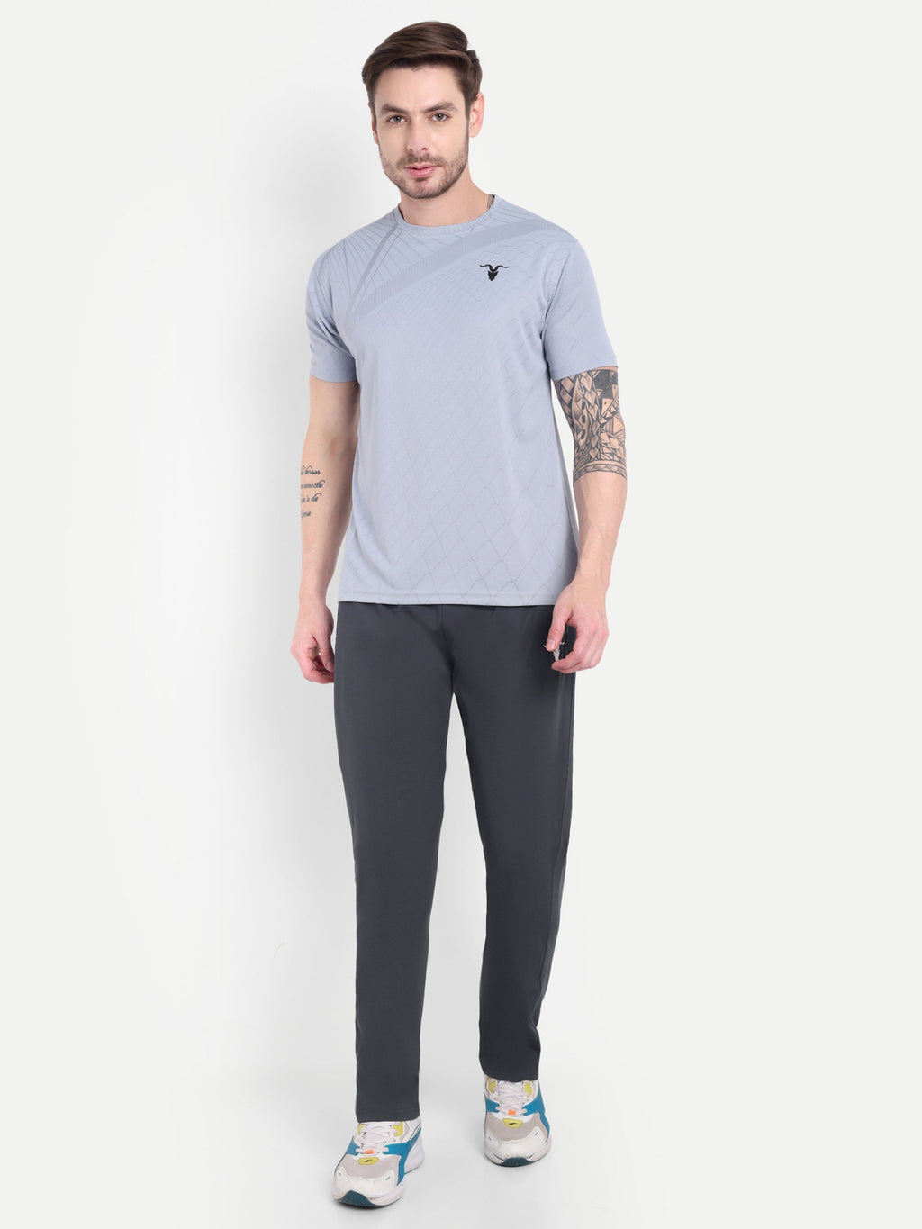 Men’s Slim Fit Black-Grey Track Pant – Performance Flex