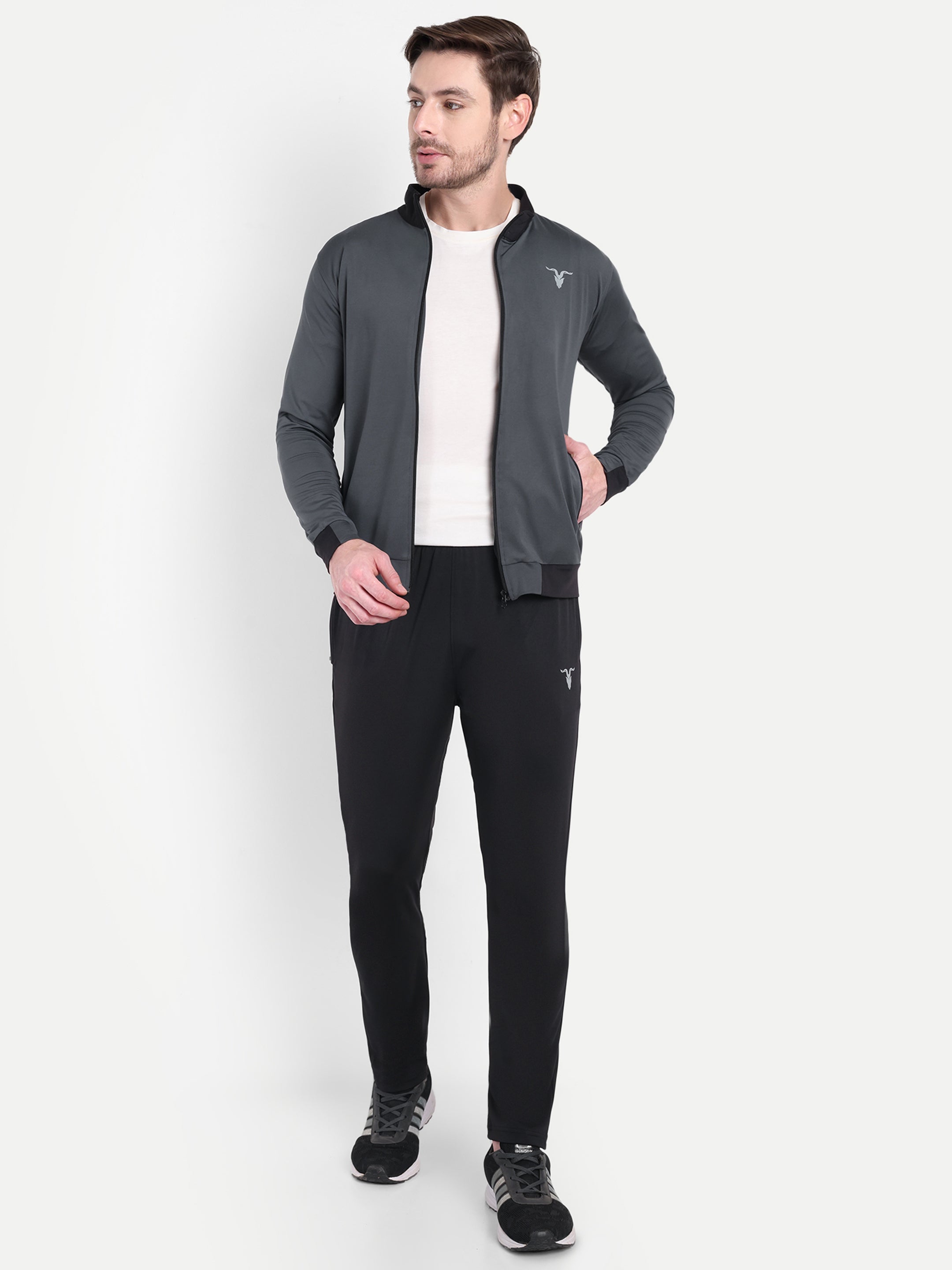 Men’s Black Jacket with Gray Collar – Sleek & Sporty