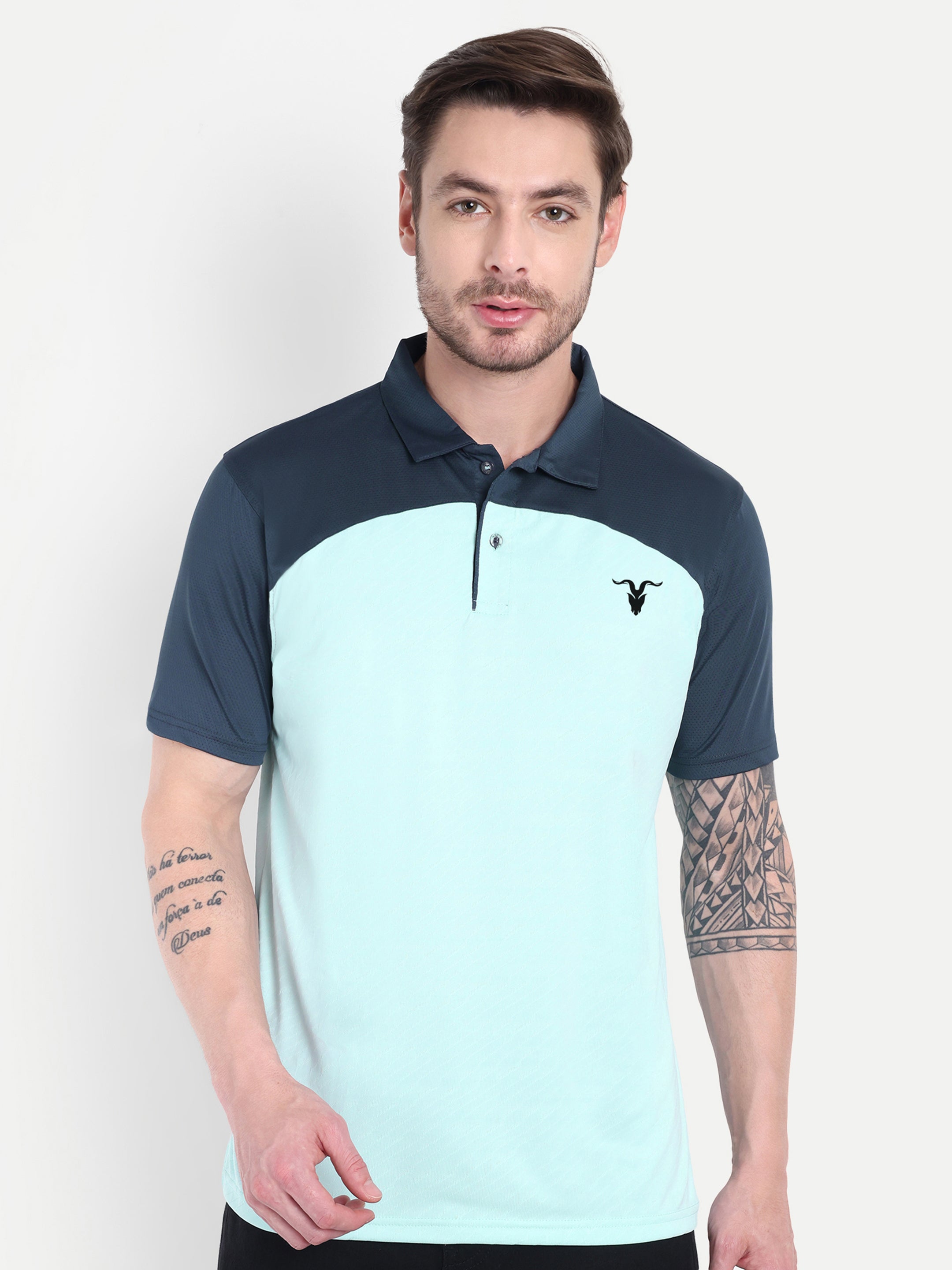 Men’s Fit Crew Neck Sports T-Shirt – Light Sky Blue Polo| BullVibe