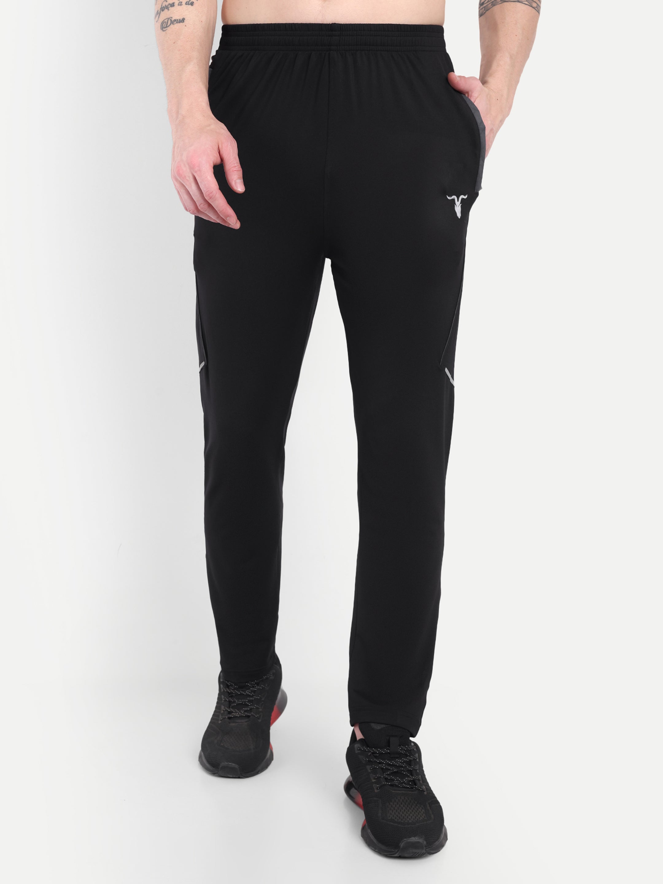 Men’s Dri-FIT Black Open Hem Trousers – Versatile Fit | BullVibe