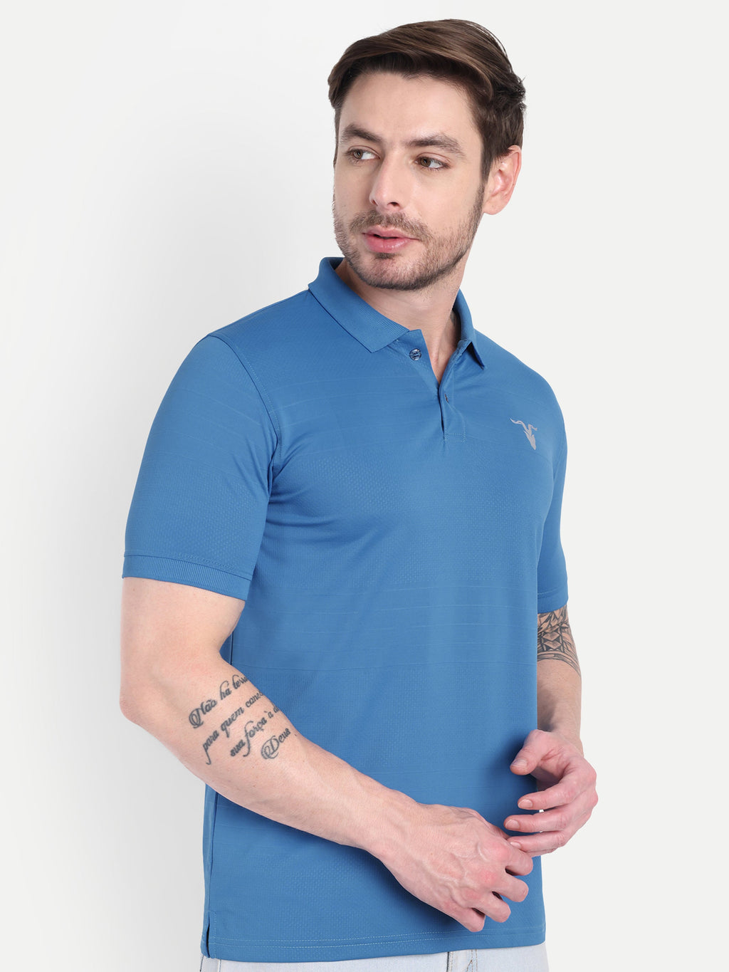 Men’s Light Indian Blue Polo T-Shirt – Casual Performance Wear