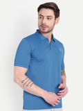 Men’s Light Indian Blue Polo T-Shirt – Casual Performance Wear