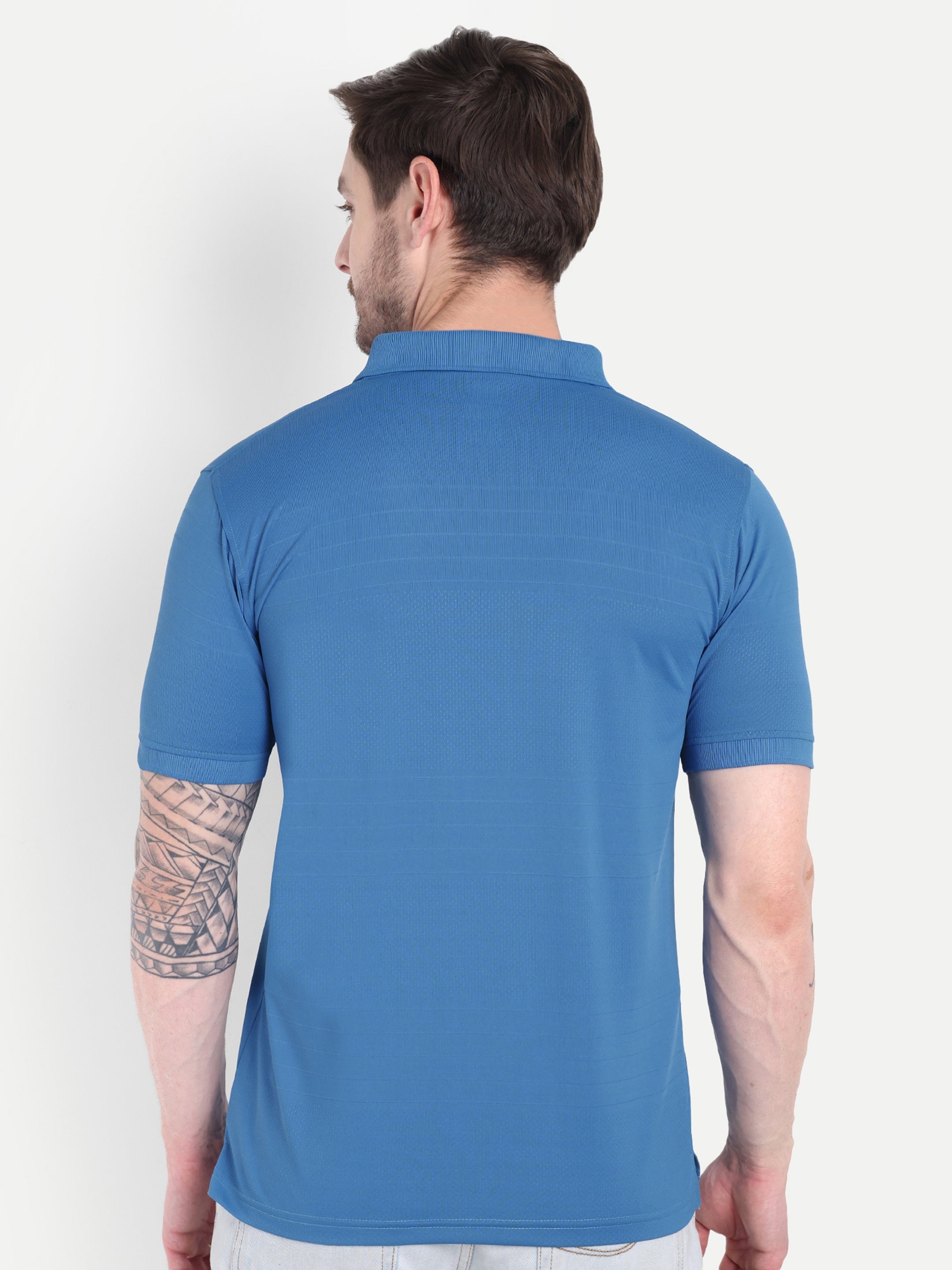Men’s Light Indian Blue Polo T-Shirt – Casual Performance Wear