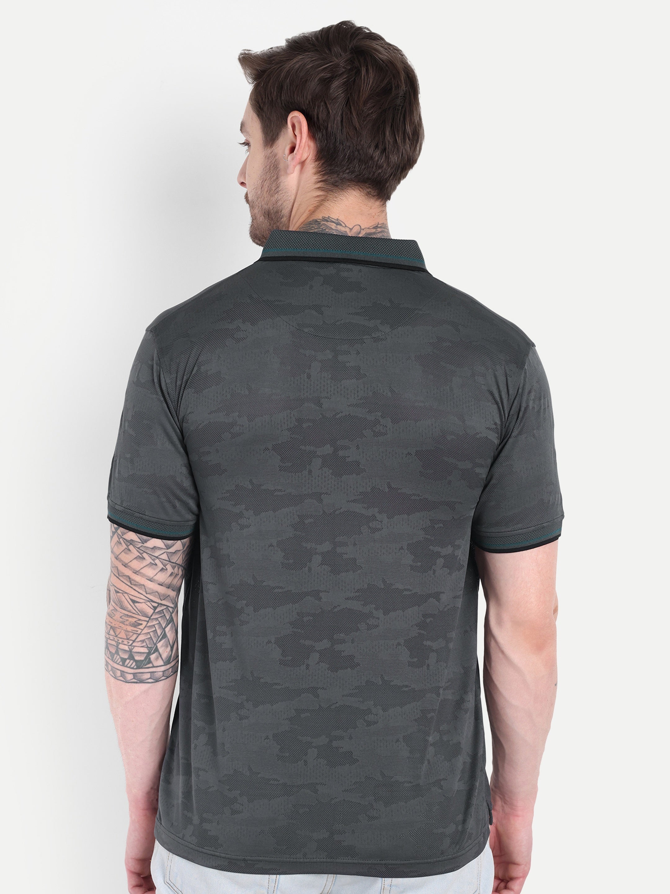 Men’s Gray Polo Texture T-Shirt – Smart Activewear