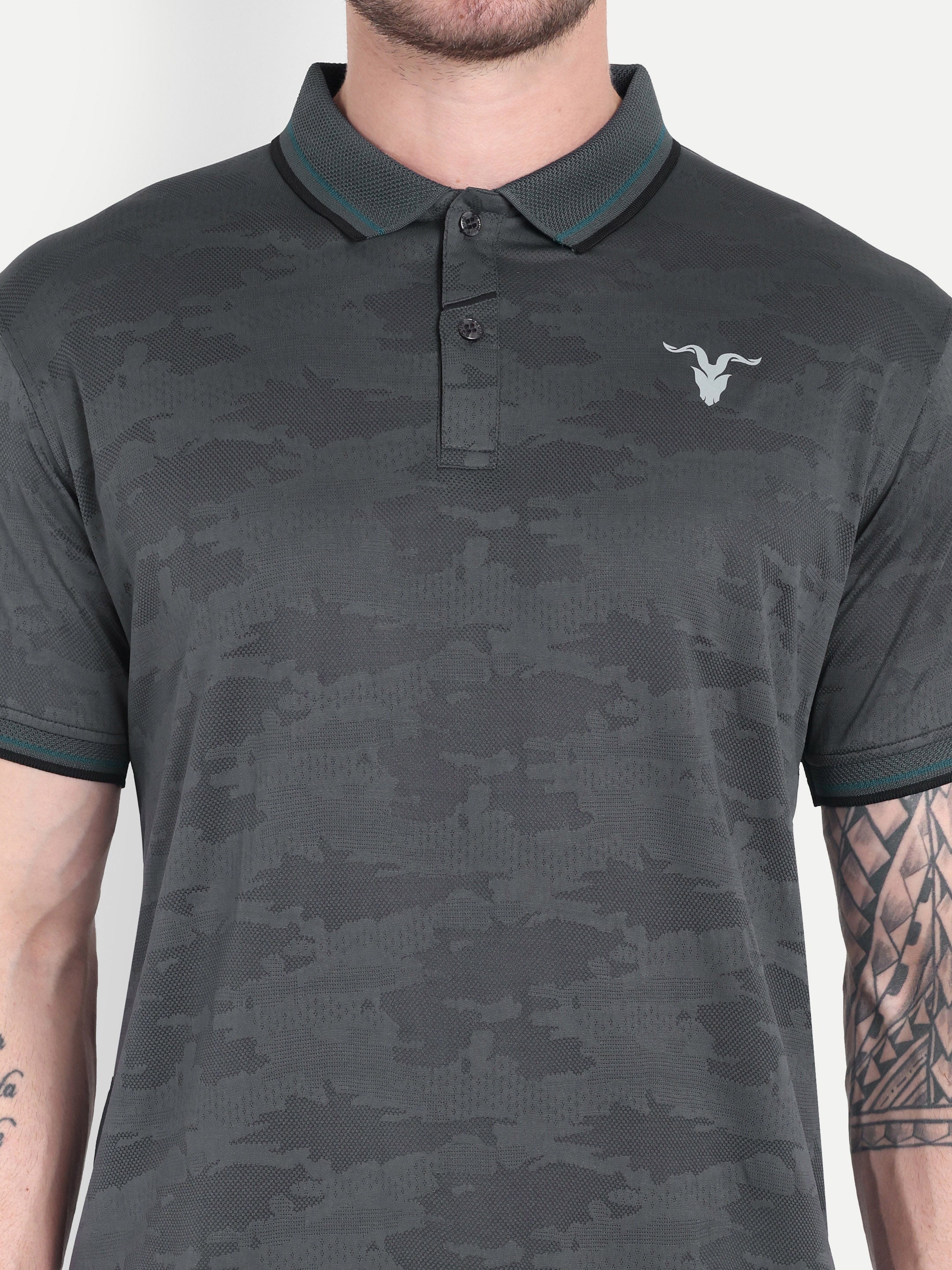 Men’s Gray Polo Texture T-Shirt – Smart Activewear