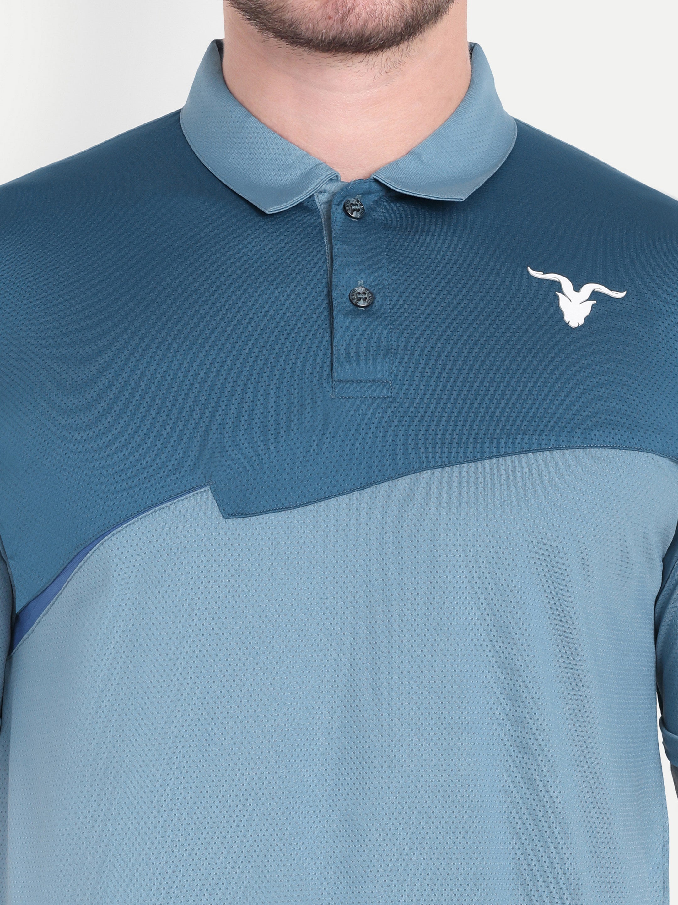 Men’s Dark & Light Blue Polo T-Shirt – Dual Tone Style