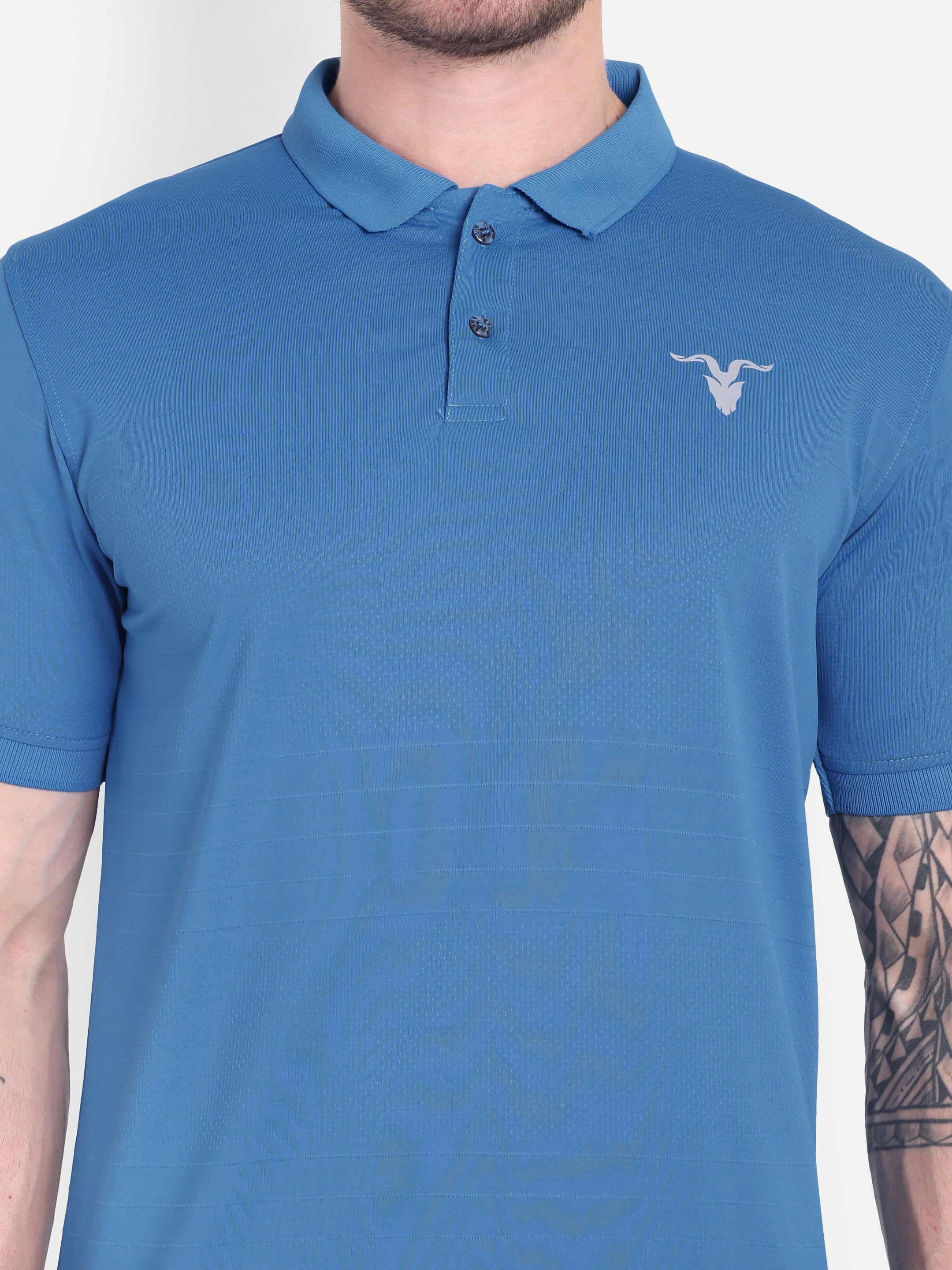 Men’s Light Indian Blue Polo T-Shirt – Casual Performance Wear