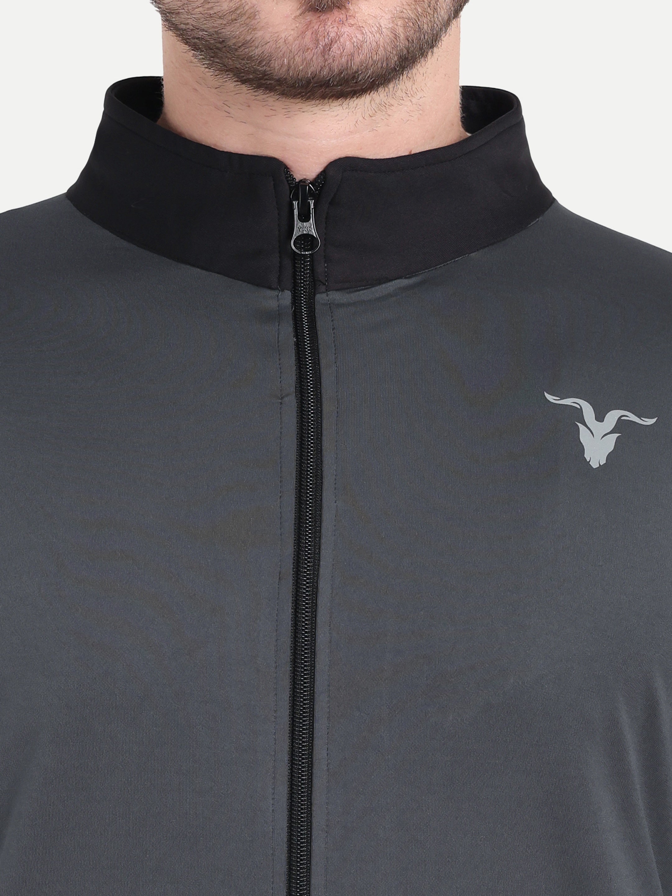 Men’s Black Jacket with Gray Collar – Sleek & Sporty