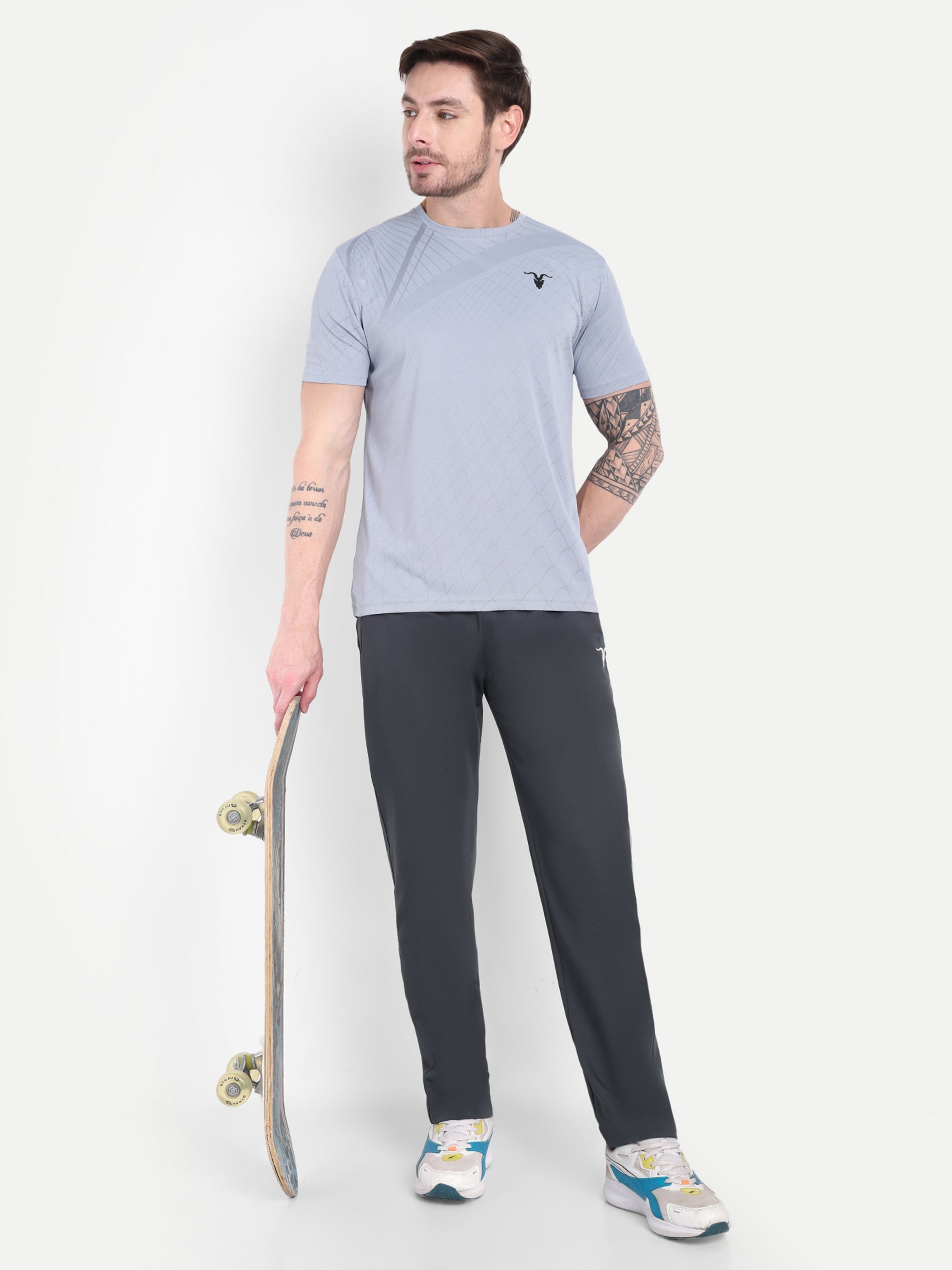 Men’s Slim Fit Black-Grey Track Pant – Performance Flex